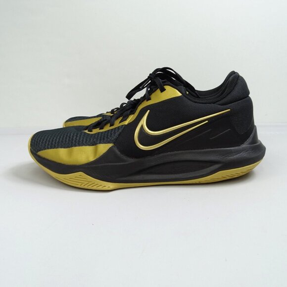 NIKE PRECISION VI 6 BLACK-METALLIC GOLD BASKETBALL SZ 12.5 US [DD9535-005] - Picture 4 of 10